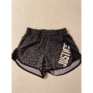 Justice Girls Size 10 Activewear Shorts Black Geometric Athletic Workout‎ Gym